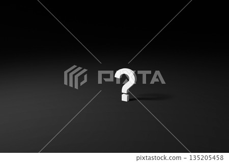 黑色背景上的白色問號 黑色背景上的白色問號 135205458