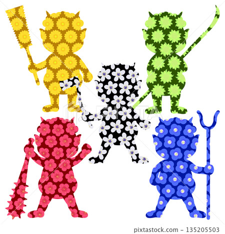 節分_紅魔、藍魔、黃魔、綠魔、黑魔 135205503