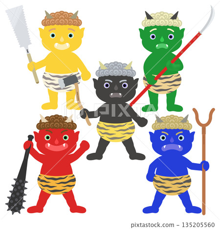 Setsubun_Red demon, Blue demon, Yellow demon, Green demon, Black demon Setsubun_Red demon, Blue demon, Yellow demon, Green demon, Black demon 135205560