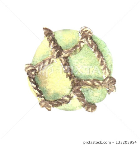 A yellow-green stone wrapped in twine, hand-painted in watercolor on an isolated background; a simple drawing of a decorative natural element for making jewelry, amulets, talismans, and dreamcatchers A yellow-green stone wrapped in twine, hand-painted in watercolor on an isolated background; a simple drawing of a decorative natural element for making jewelry, amulets, talismans, and dreamcatchers 135205954