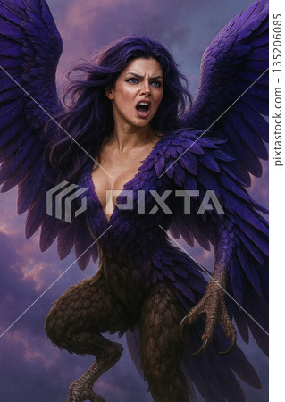 Winged female harpy Winged female harpy 135206085