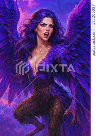 Winged female harpy Winged female harpy 135206087