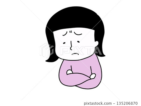 Illustration of a worried girl (pink) Illustration of a worried girl (pink) 135206870