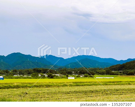 Rural landscape of rice fields and mountains | Nature in Japan Rural landscape of rice fields and mountains | Nature in Japan 135207107