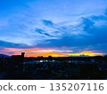 漸層日落天空與城市輪廓 | 日本某城市日落景色 135207116