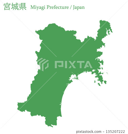 Vector illustration map of Japan: Miyagi prefecture map Vector illustration map of Japan: Miyagi prefecture map 135207222