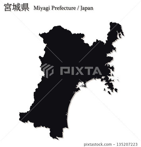 Vector illustration map of Japan: Miyagi prefecture map Vector illustration map of Japan: Miyagi prefecture map 135207223