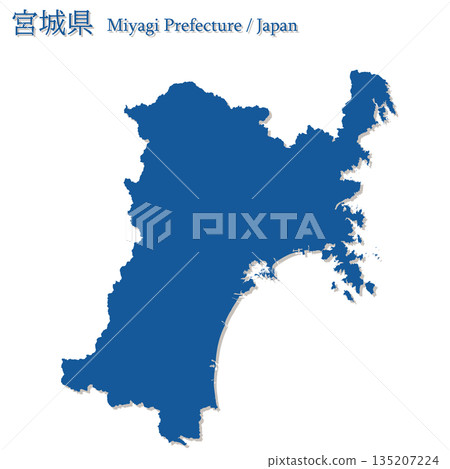 日本向量插圖地圖：宮城縣地圖 135207224
