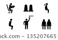 Priority seat icons set for public transport, flat vector illustration. 135207665