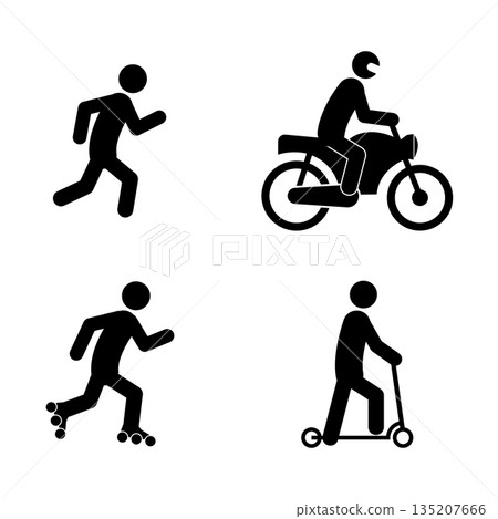 Individual sport and transport icon set, flat vector illustration. 135207666
