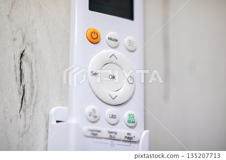 Sticky humidity signs around control panel indicate immediate cleaning and reparative work needed 135207713