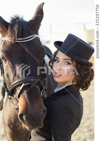 Girl with a horse Girl with a horse 135207750