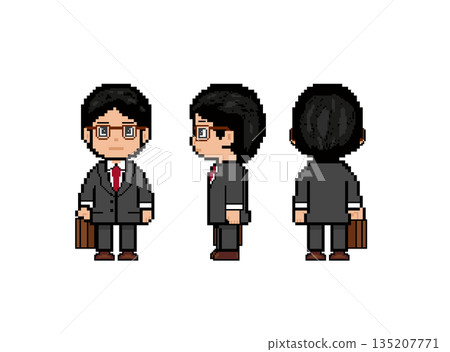 Brown glasses, working man, black suit 135207771