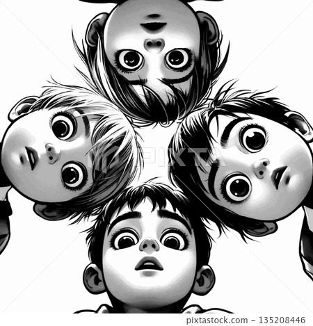 Curious Kids Looking Down from Above vector Curious Kids Looking Down from Above vector 135208446