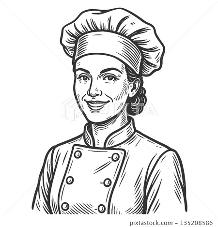 Confident Female Chef in Hat raster 135208586