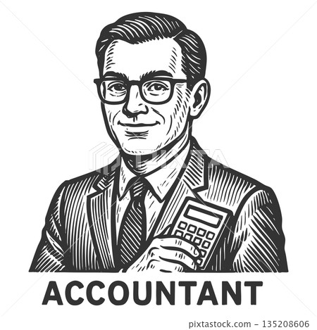 male accountant holding calculator raster 135208606