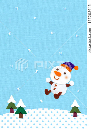 雪地及雪人貼花賀卡 / 直版,淺藍色 / 無文字 雪地及雪人貼花賀卡 / 直版,淺藍色 / 無文字 135208643