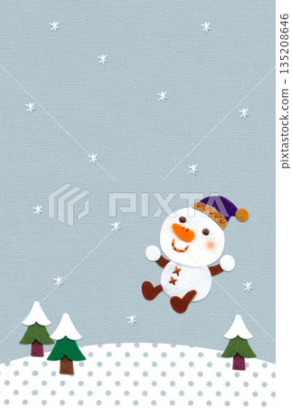 雪地及雪人貼花賀卡 / 直式版,淺灰色 / 無文字 雪地及雪人貼花賀卡 / 直式版,淺灰色 / 無文字 135208646