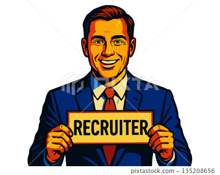 Smiling male recruiter vector illustration 135208656