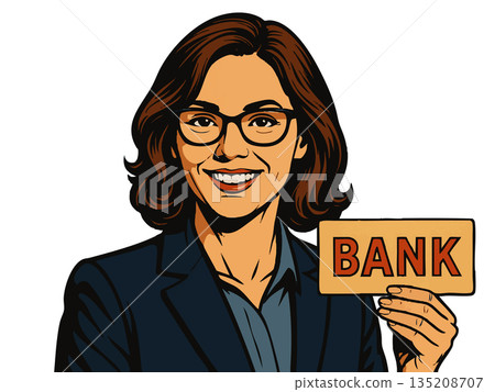 Female banker raster illustration Female banker raster illustration 135208707
