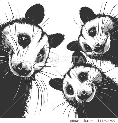 Curious Opossums Looking Down engraving raster Curious Opossums Looking Down engraving raster 135208709