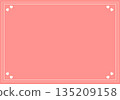A vibrant pink background with an elegant white frame and cute heart decorations 135209158
