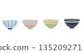 3D illustration of colorful rice bowls 135209271