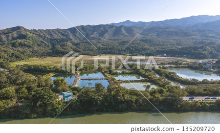 Jan 3 2026 Fish Pond Luk Keng Rural Wetland Landscape Hong Kong Jan 3 2026 Fish Pond Luk Keng Rural Wetland Landscape Hong Kong 135209720