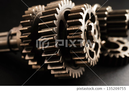 Metal gear wheel engine car and bike, mechanic industry. 135209755