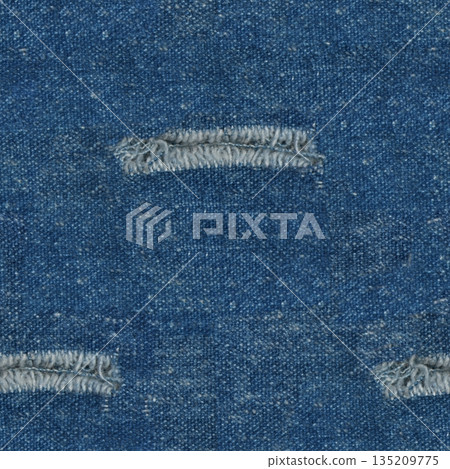 Seamless Ripped blue hipster jeans material. Destroyed denim Cloth texture. Close up. Seamless Ripped blue hipster jeans material. Destroyed denim Cloth texture. Close up. 135209775