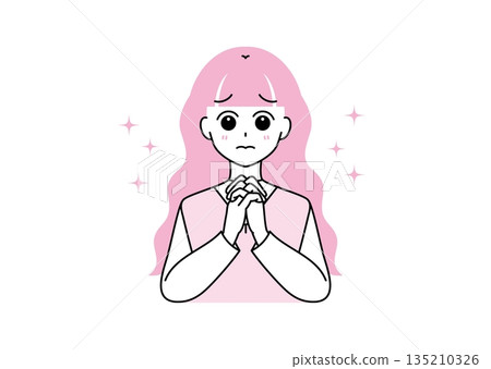 一個女孩提出請求的插圖 135210326