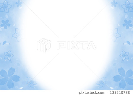 Cherry blossom frame painted in light blue watercolor Cherry blossom frame painted in light blue watercolor 135210788