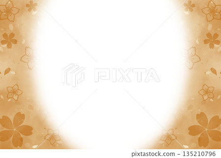 櫻花框,淺橙色水彩畫 櫻花框,淺橙色水彩畫 135210796