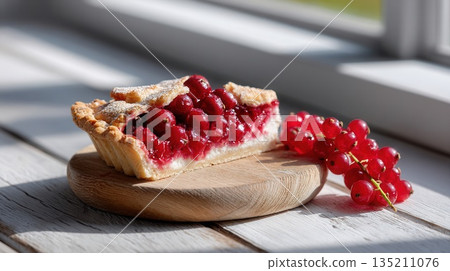 Delicious Berry Pie on Wooden Board with Fresh Berries Delicious Berry Pie on Wooden Board with Fresh Berries 135211076