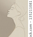 Minimalist Line Art Portrait of a Woman's Profile 135211081