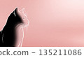 Silhouette of a Cat Against a Soft Pink Background 135211086