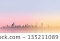 City skyline at sunset with pastel colors and reflections 135211089