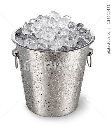 Champagne bucket with ice isolated on white background Champagne bucket with ice isolated on white background 135211481