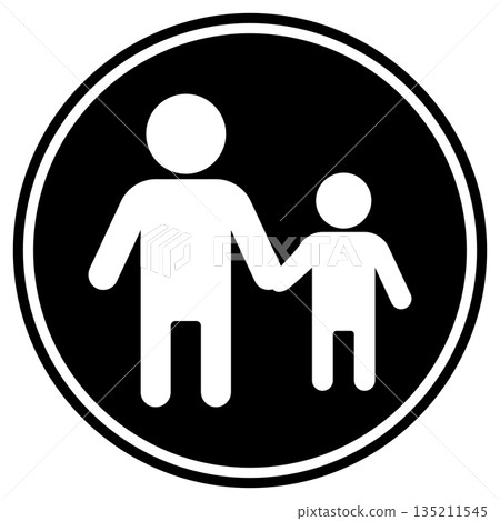 Pedestrian and other restricted area sign icon monotone 135211545