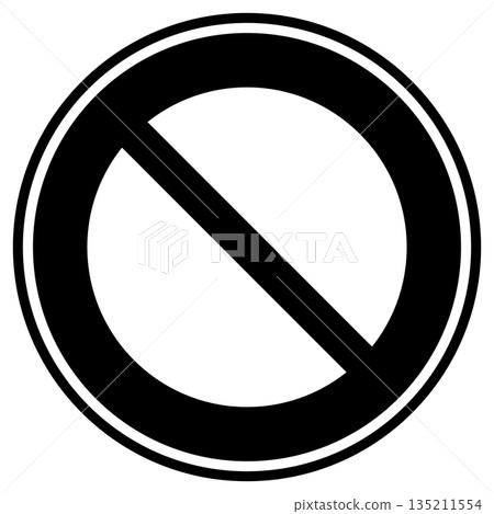 禁止車輛通行標誌的單色圖標 135211554