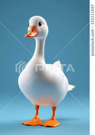 站立白鹅蓝色背景素材 135211697