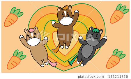 Illustration of animal characters sharing joy with friends 135211856