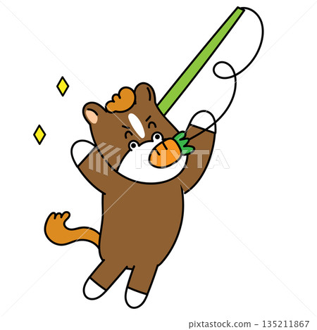 Illustration of a working horse solving problems and achieving results 135211867