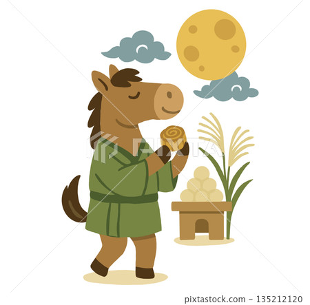 卡通馬慶祝中秋節 卡通馬慶祝中秋節 135212120