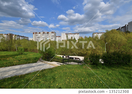 A city park and residential neighborhood in the Zelenograd Administrative Okrug of Moscow, Russia A city park and residential neighborhood in the Zelenograd Administrative Okrug of Moscow, Russia 135212308