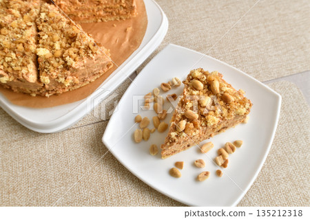 homemade peanut and condensed milk cake homemade peanut and condensed milk cake 135212318