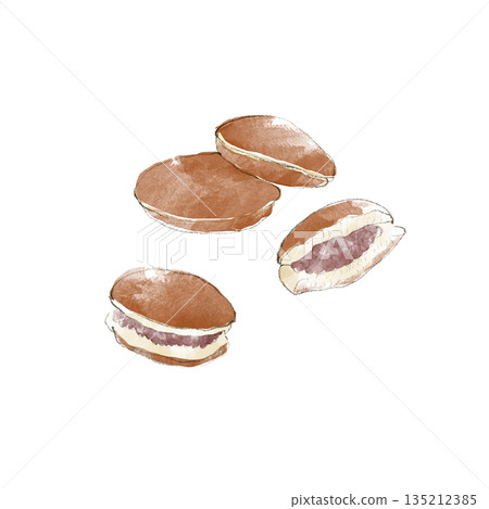 銅鑼燒水彩插畫 135212385