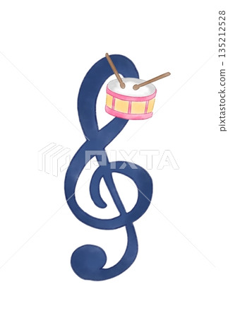 Musical notes with drums 135212528
