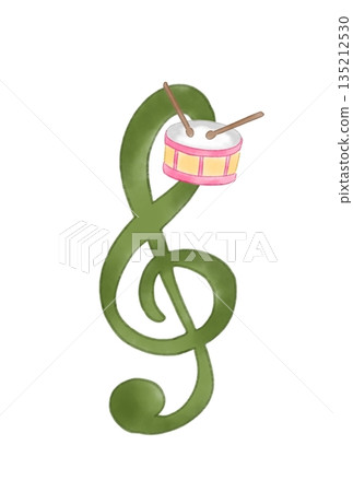 Musical notes with drums 135212530