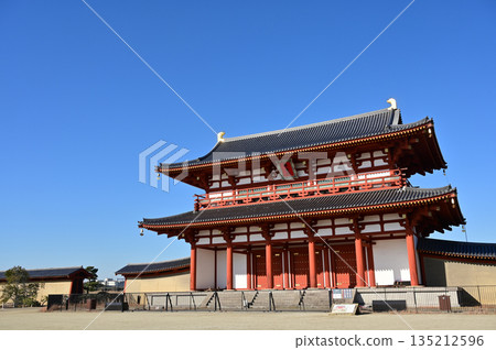 Suzaku Gate in the Heijo Palace Ruins National Park (Nara City, Nara Prefecture) 135212596